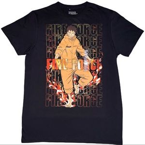 Fire Force Shinra Kusakabe Black Graphic Short Sleeve T-Shirt